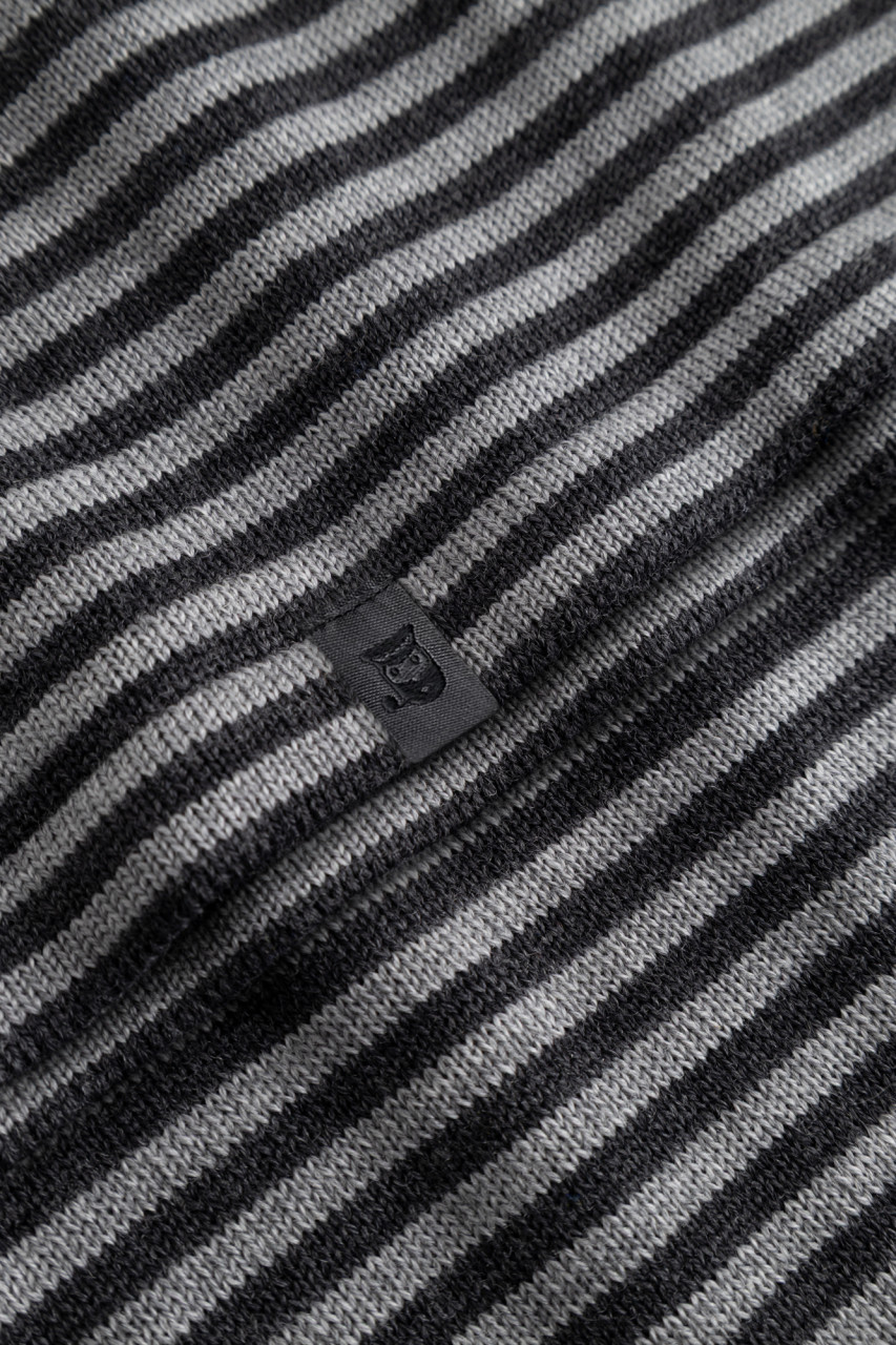 Hanseheld Herren Strickpullover Merino Anthrazit Grau Gestreift