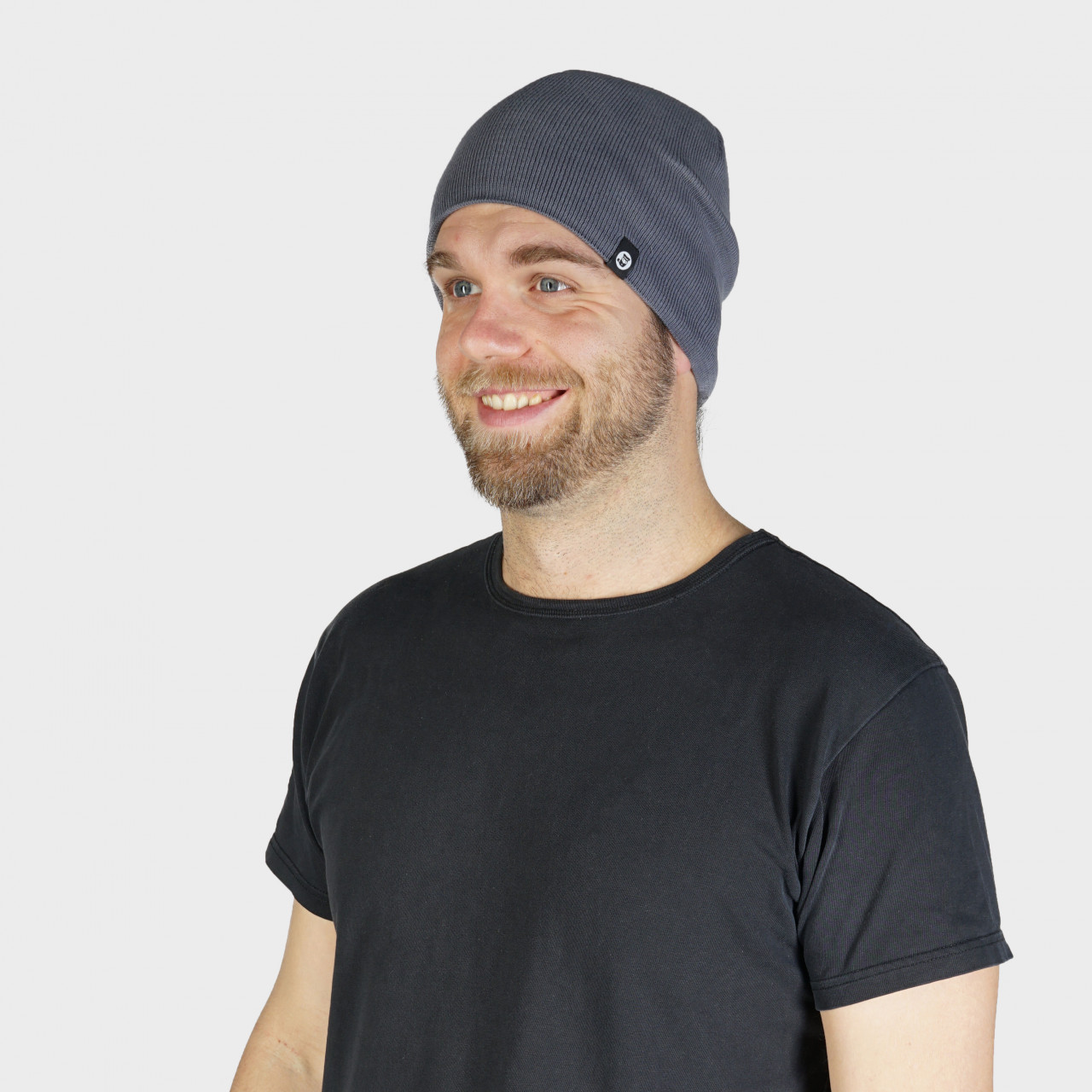 Hanseheld Baumwoll Strickmütze ohne Umschlag Grau