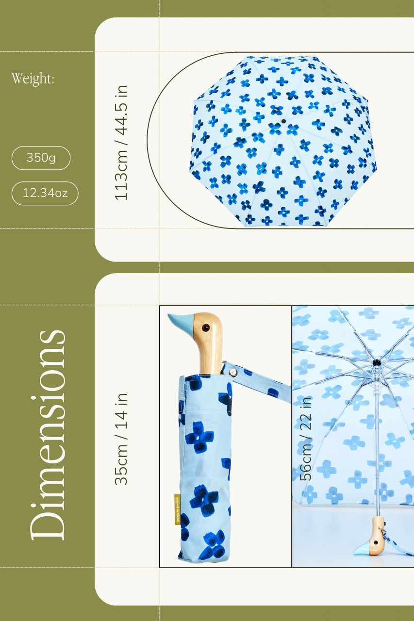 Original Duckhead Regenschirm Floral Rain Blau Blumen Floral
