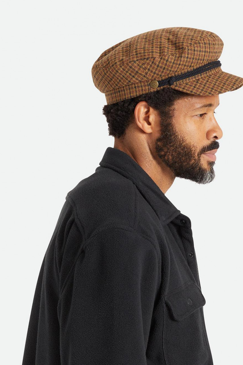 Brixton Fiddler Cap Elbsegler Caramel Black Kariert Beige Hellbraun Schwarz