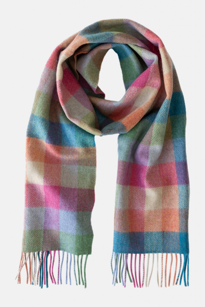 Schal Irish Lambswool Türkis Pink Orange für Unisex von John Hanly