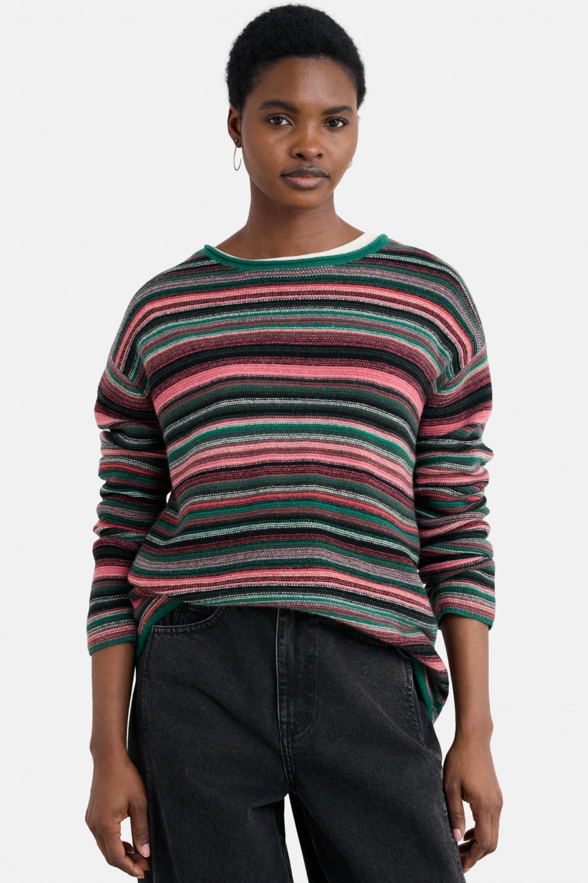 Seasalt Cornwall Pullover Fruity Damen Oliv Grün Orange Beige Gestreift