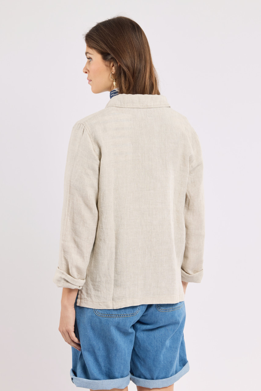 Armor Lux Übergangsjacke Damen Beige Overshirt Fischerjacke Leinen
