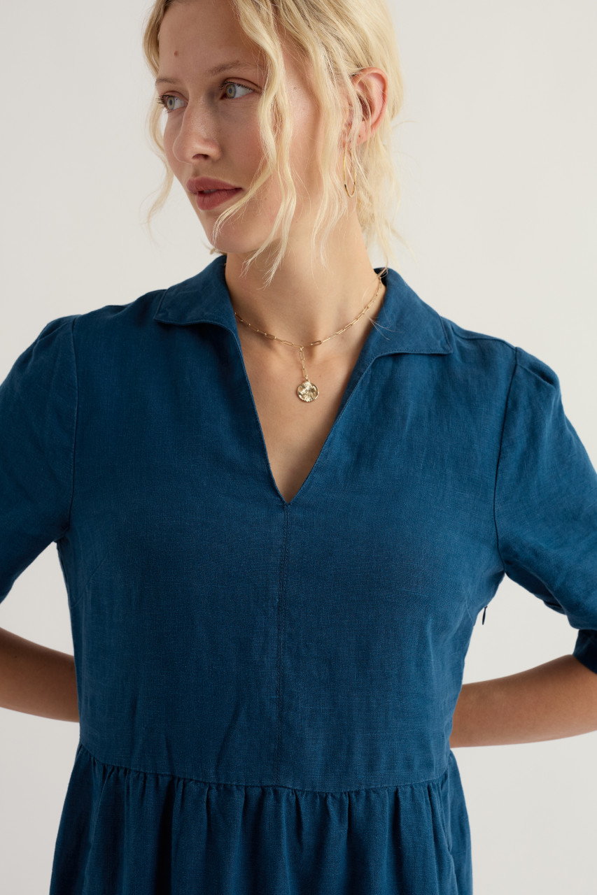 Seasalt Kleid Fen Violet Damen Blau Petrol Leinen Fischer