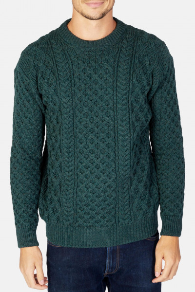 IrelandsEye Aran Blasket Grün Herren Pullover Evergreen