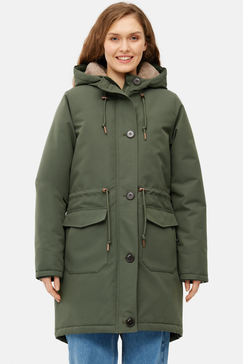 Derbe Winterjacke Friese Festholm Damen Oliv Grün Parka