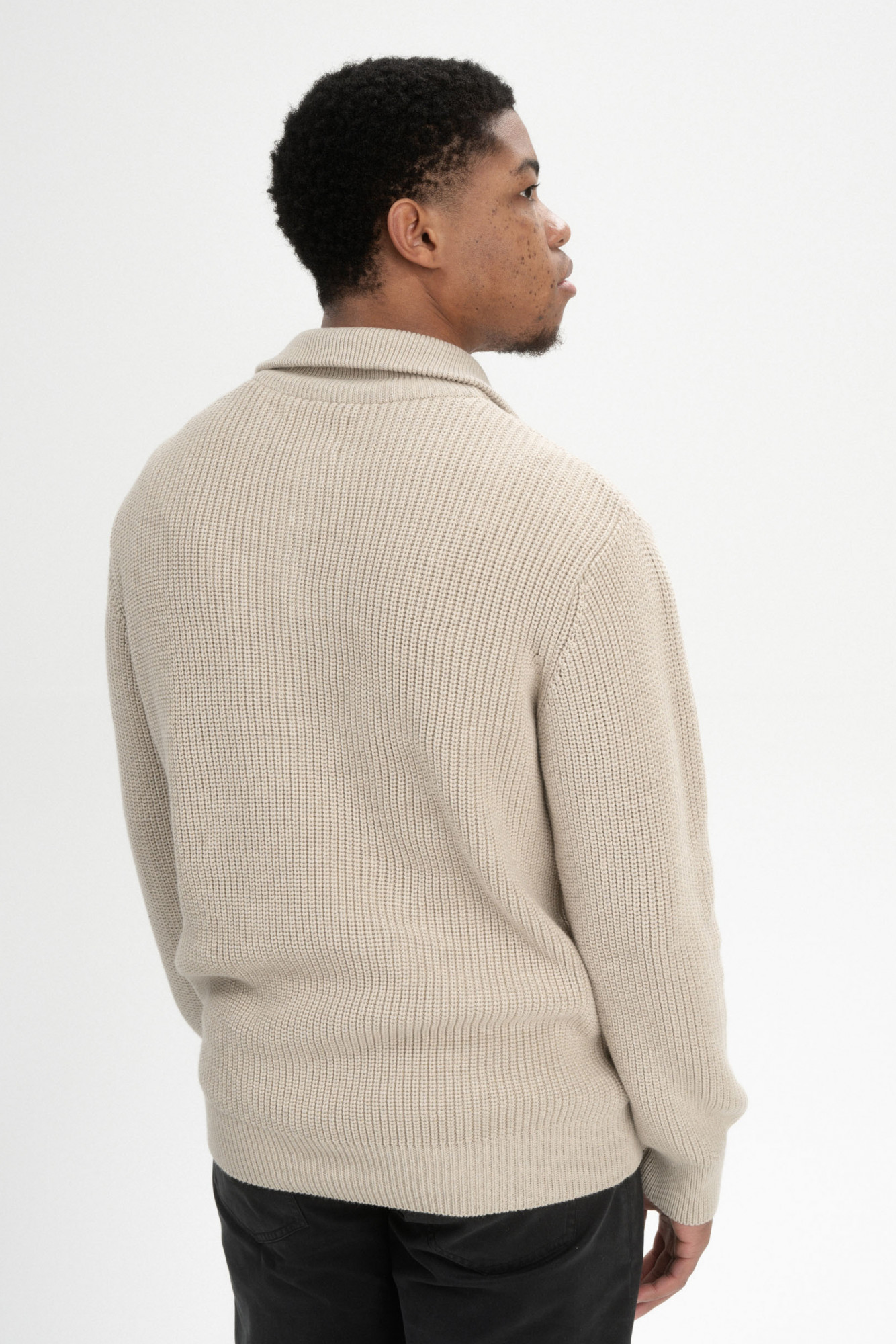 MELA Troyer UDAI Herren Pullover Beige Meliert Baumwolle GOTS Organic