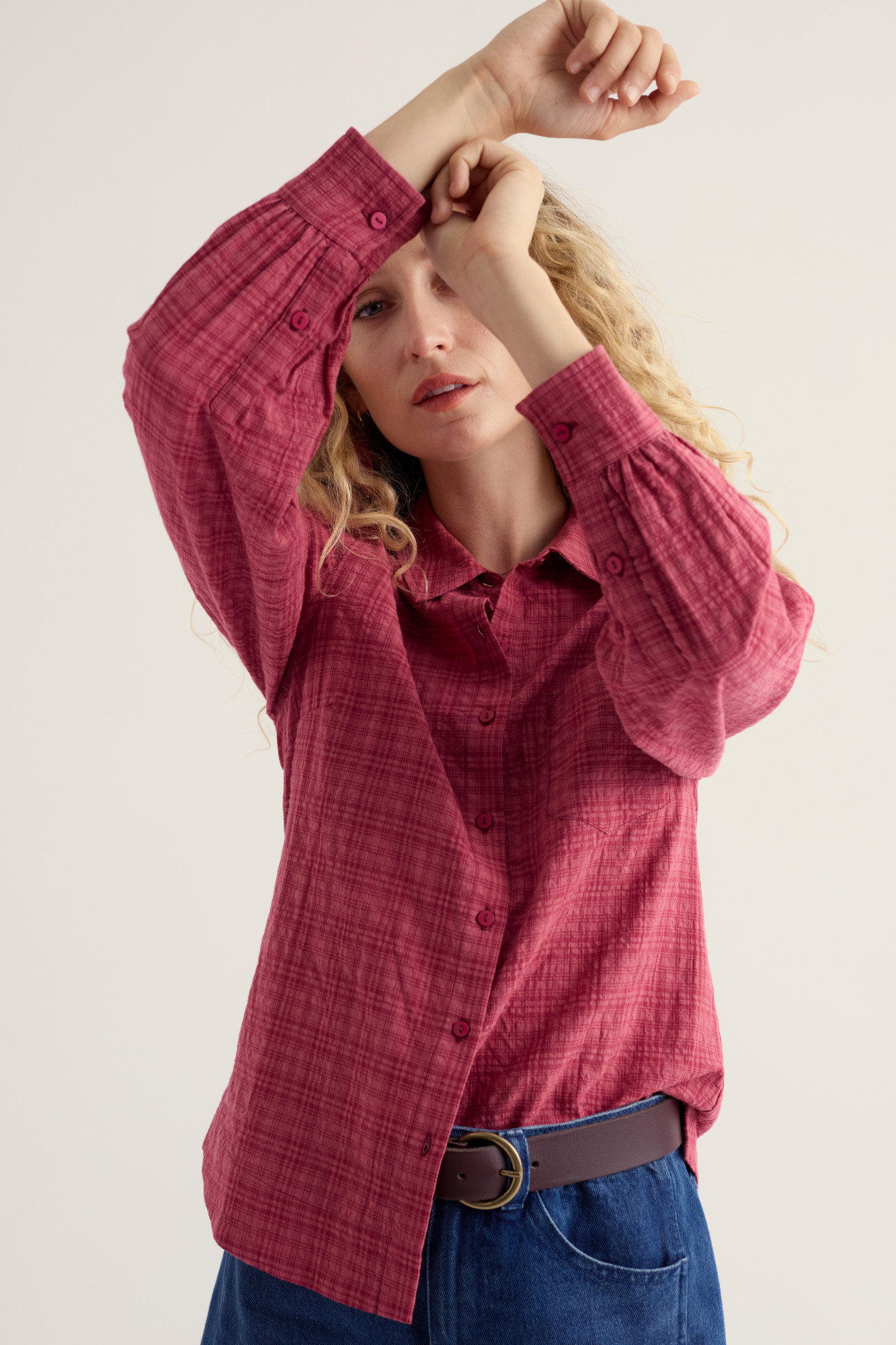 Seasalt Bluse Isla Shirt Damen Rosa Rot Karo Hemd