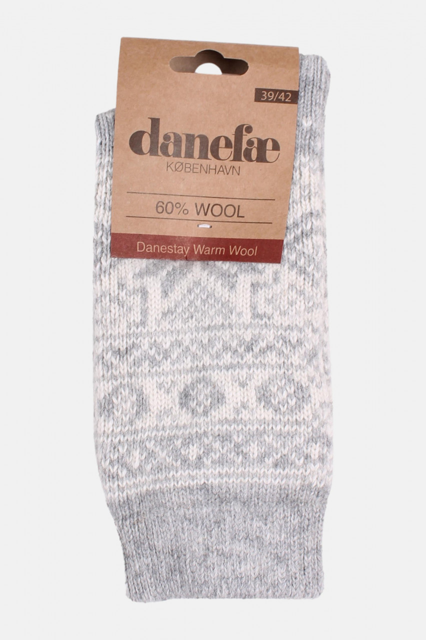 Danefae Danestay Warm Damen Stricksocken Grau Weiß Wollsocken