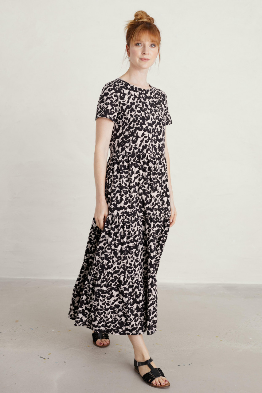 Seasalt Cornwall Line Strokes Dress Damen Kleid Rose Silhouette Black Schwarz