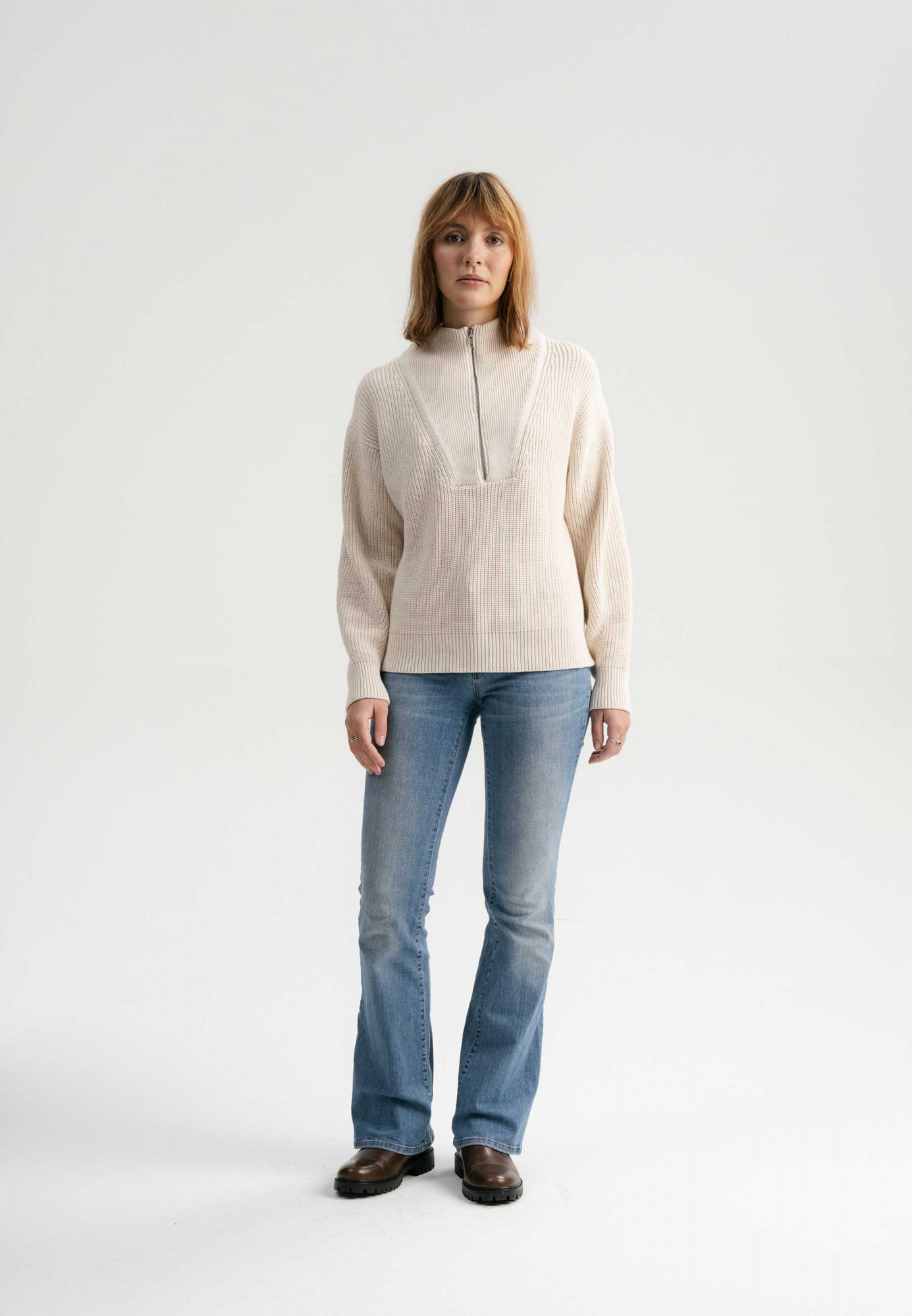 MELA Rippstrick Troyer KIMAYA Damen Natur Weiß Baumwolle