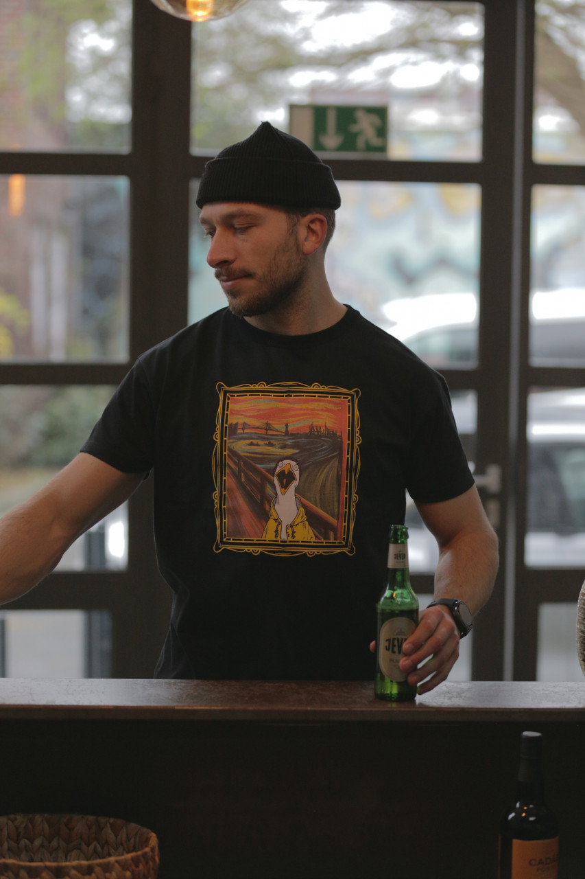 Derbe T-Shirt Schreimöwe Herren Schwarz GOTS Organic