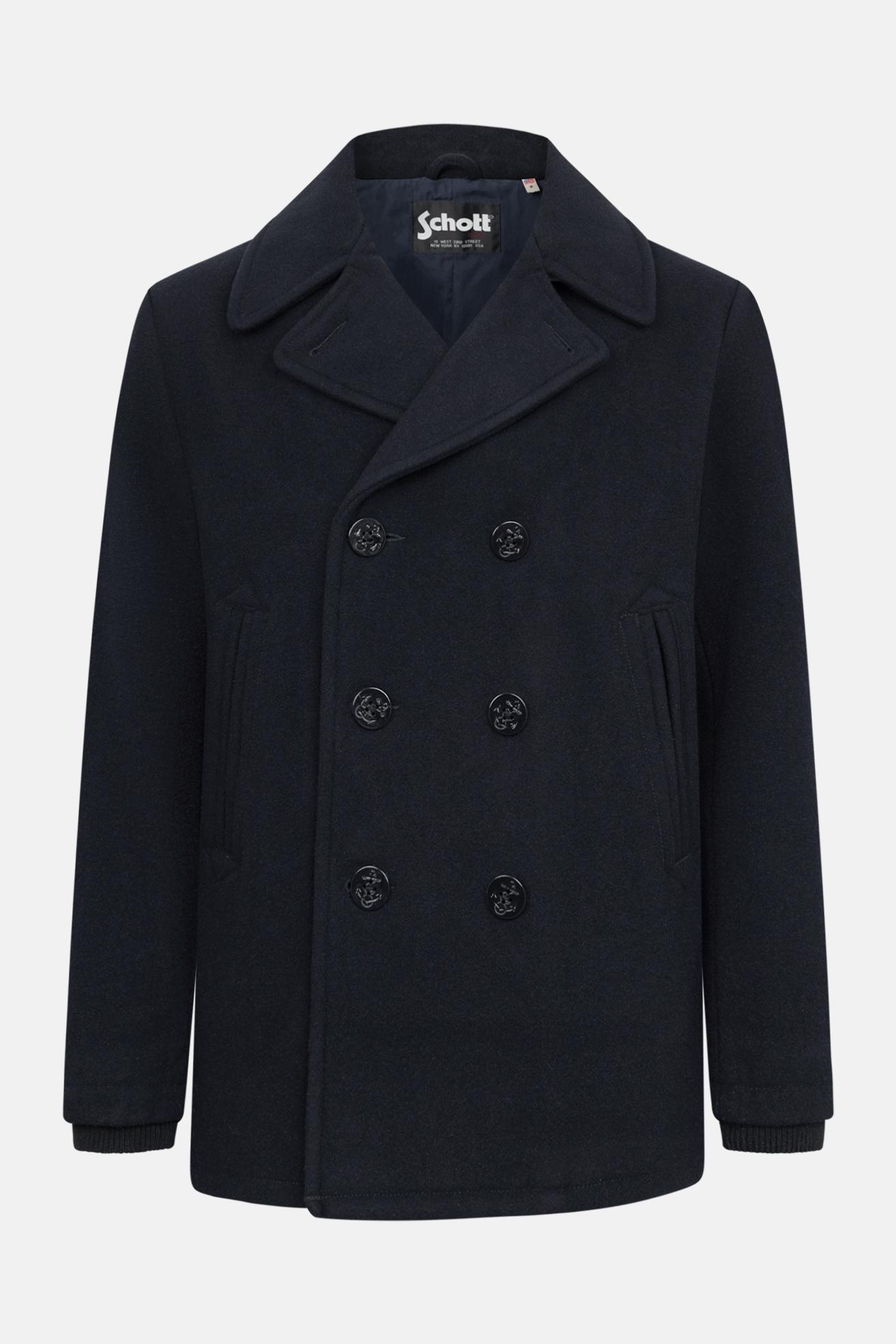 Schott NYC Caban Blau Pea Coat Jacke Hanseheld
