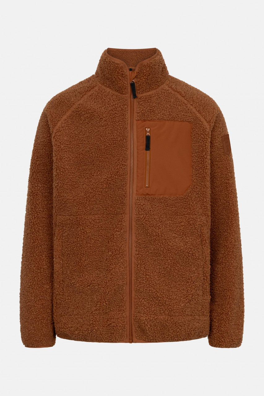 Derbe Herren Fleecejacke Kuschelby Pocket Braun Teddy