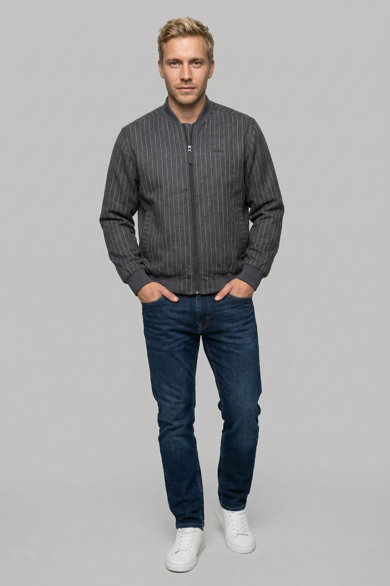 Derbe Übergangsjacke Blousby Pinstripe Herren Grau