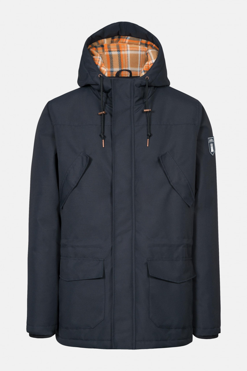 Derbe Friese Festholm Herren Winterjacke Navy Dunkelblau Check