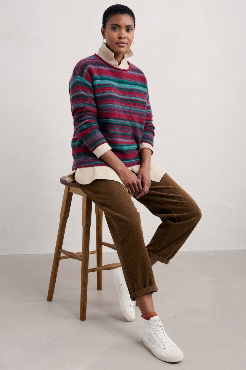 Seasalt Cornwall Pullover Fruity Damen Blau Türkis Rot Gestreift