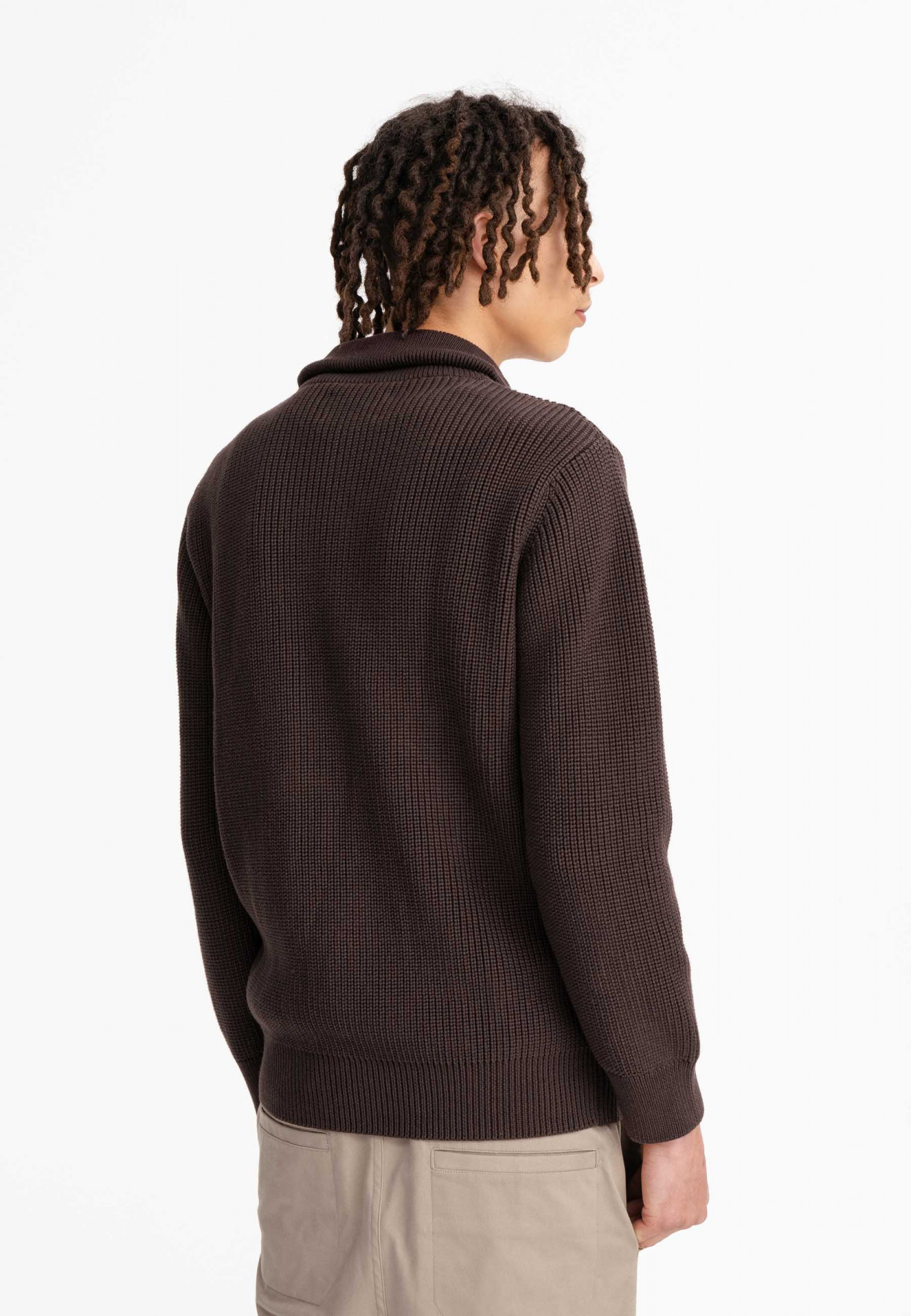 MELA Rippstrick Troyer UDAI Herren Pullover Braun Baumwolle