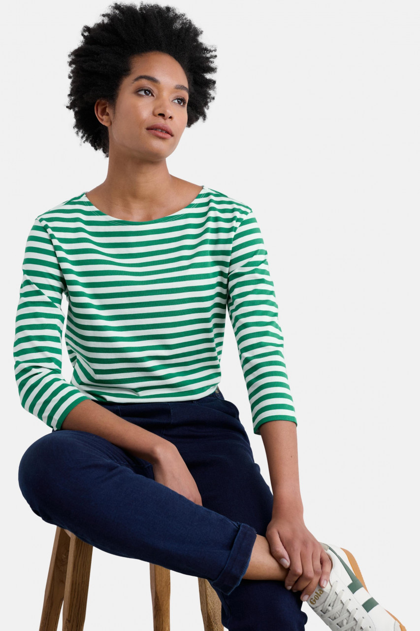 Seasalt Streifenshirt Sailor Top Damen Grün Weiß GOTS Organic