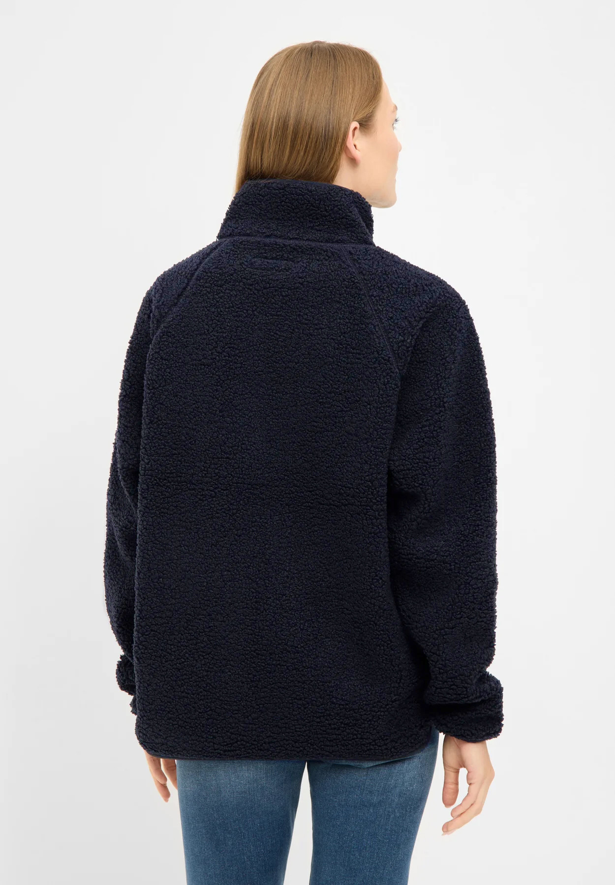 derbe Flecejacke dunkelblau navy - Model-Bild - Rückansicht
