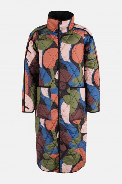 Danefae Übergangsjacke Danecherry Damen Oliv Grün Orange Steppjacke Patchwork Floral