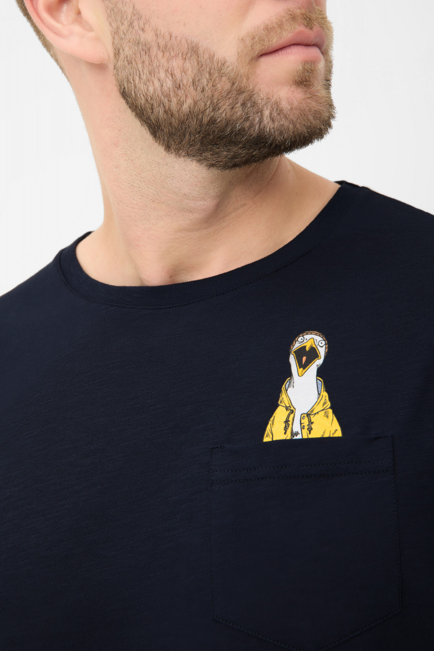 Derbe T-Shirt Schreimöwe Pocket Herren Blau GOTS Organic