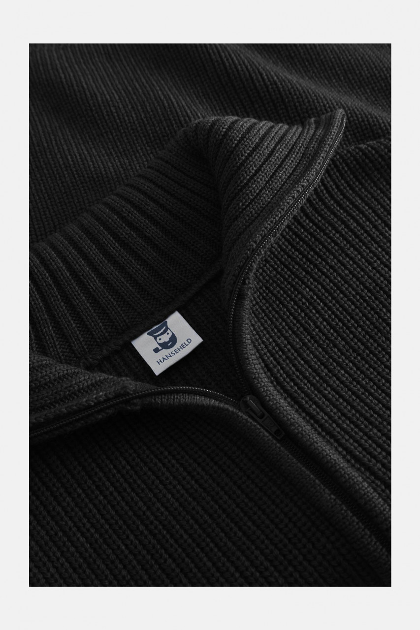 Damen Troyer Hanseheld Merino Schwarz GOTS Organic