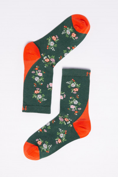 Blutsgeschwister Damen Socken Sensational Steps Flower Feet Blumen Grün