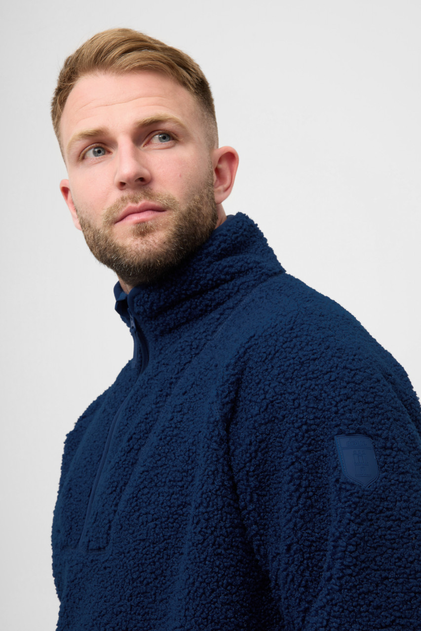 Derbe Herren Fleece Pullover Kuschelby Troyer Blau