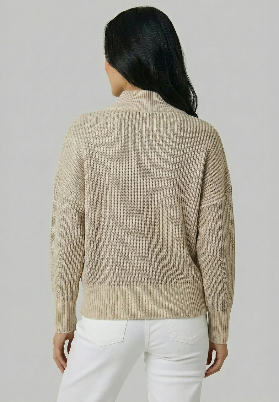 Derbe Pullover Warmer Fisher Damen Beige Weiß Rippstrick