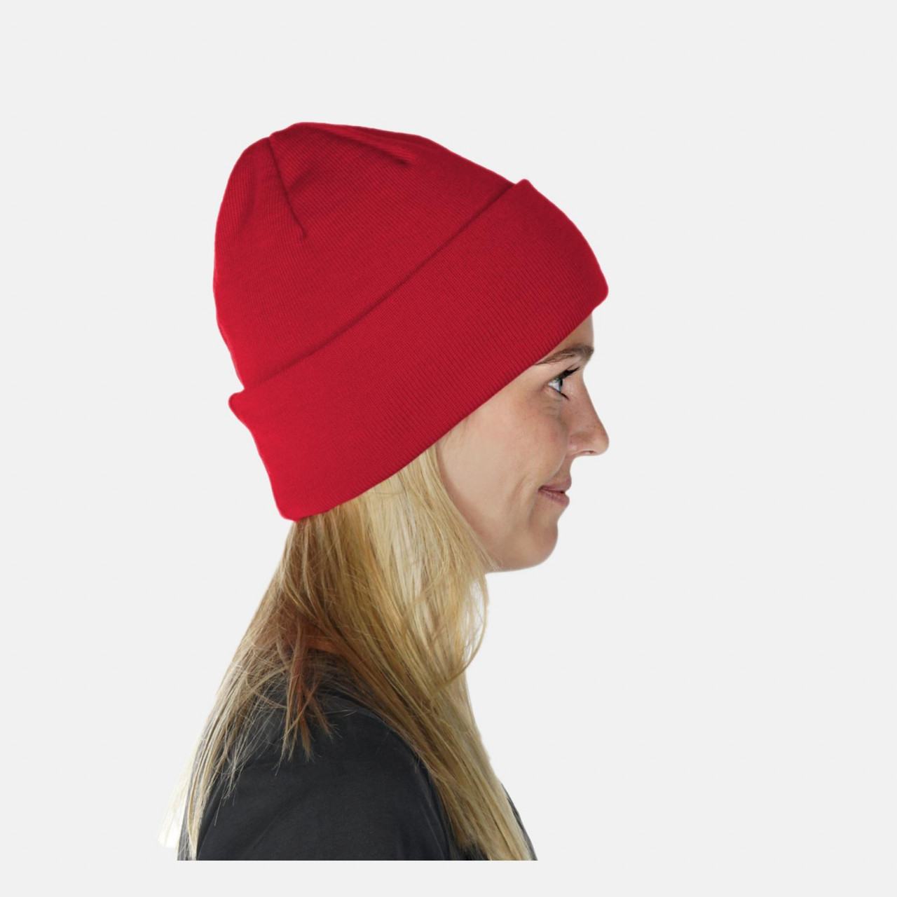 Hanseheld Strickmütze rot - Model-Foto