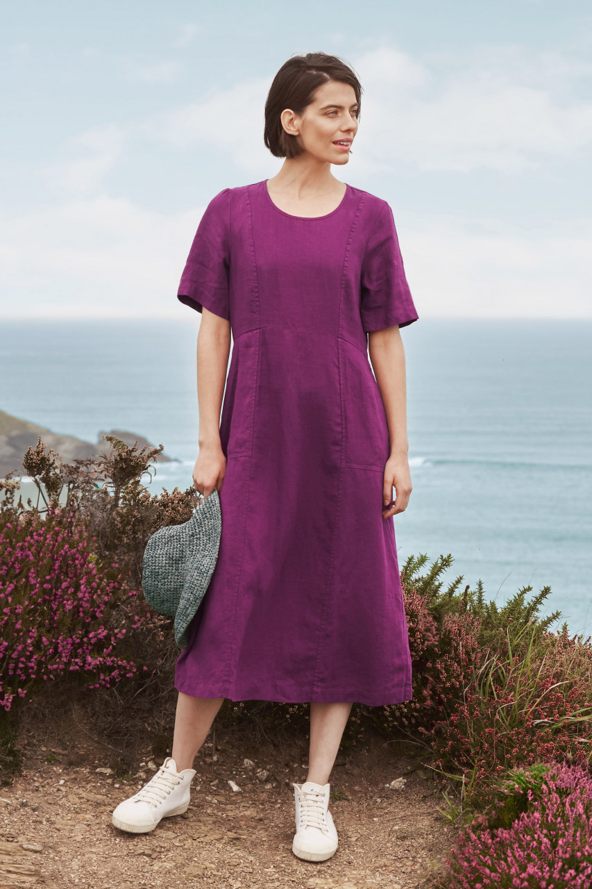 Seasalt Cornwall Kleid Grass Wave Damen Magenta Pink Leinen