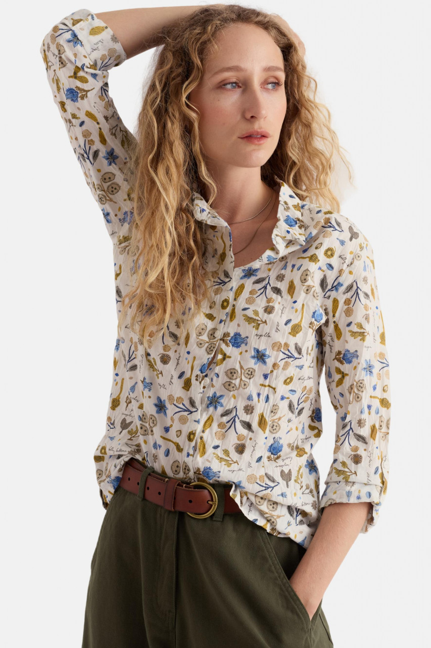 Seasalt Bluse Larissa Damen Weiß Gelb Blau Blumen Floral