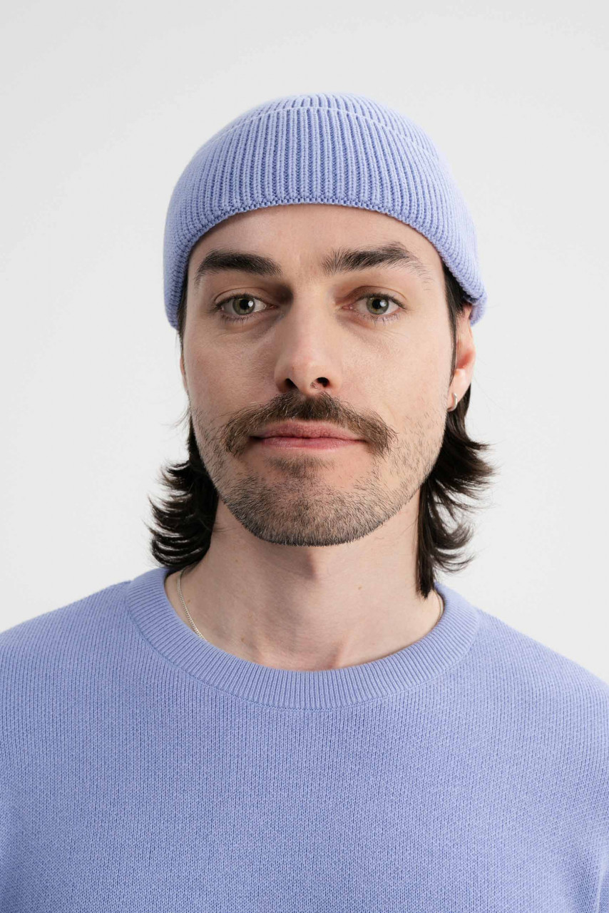 MELA kurze Rippstrick Mütze RAFI Hellblau Dockermütze