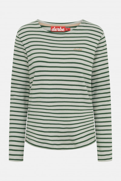 Derbe Streifenshirt Interstriped Damen Hellgrün Langarmshirt Gestreift GOTS Organic