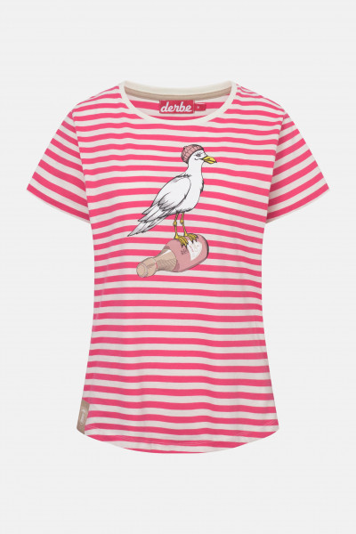 Derbe T-Shirt Sturmmöwin Striped Damen Weiß Pink GOTS Organic Derbe T-Shirt Sturmmöwin Striped Damen Weiß Pink GOTS Organic