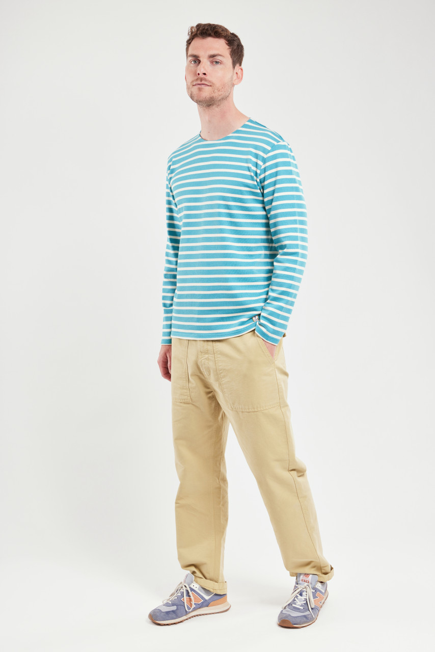 Armor Lux Streifenshirt Herren Hellblau Beige Gestreift Mariniere Heritage GOTS Organic