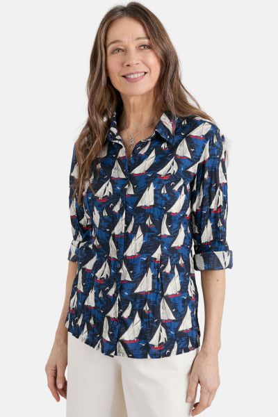 Seasalt Cornwall Larissa Damen Bluse Blau Segelschiffe GOTS Seasalt Cornwall Larissa Damen Bluse Blau Segelschiffe GOTS
