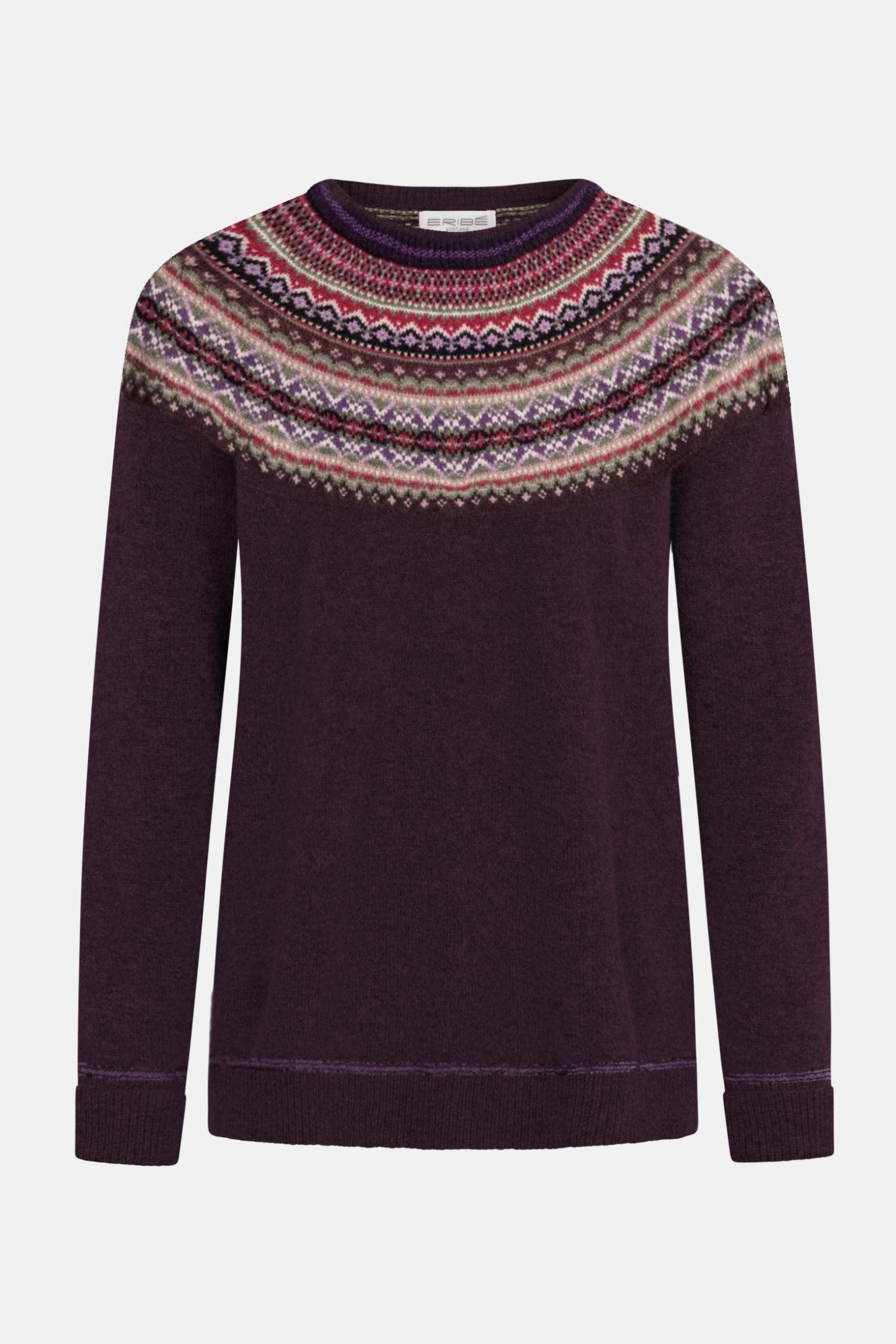 ERIBÉ Alpine Breeze Damen Bordeaux Rot Weiß Pullover Fairisle