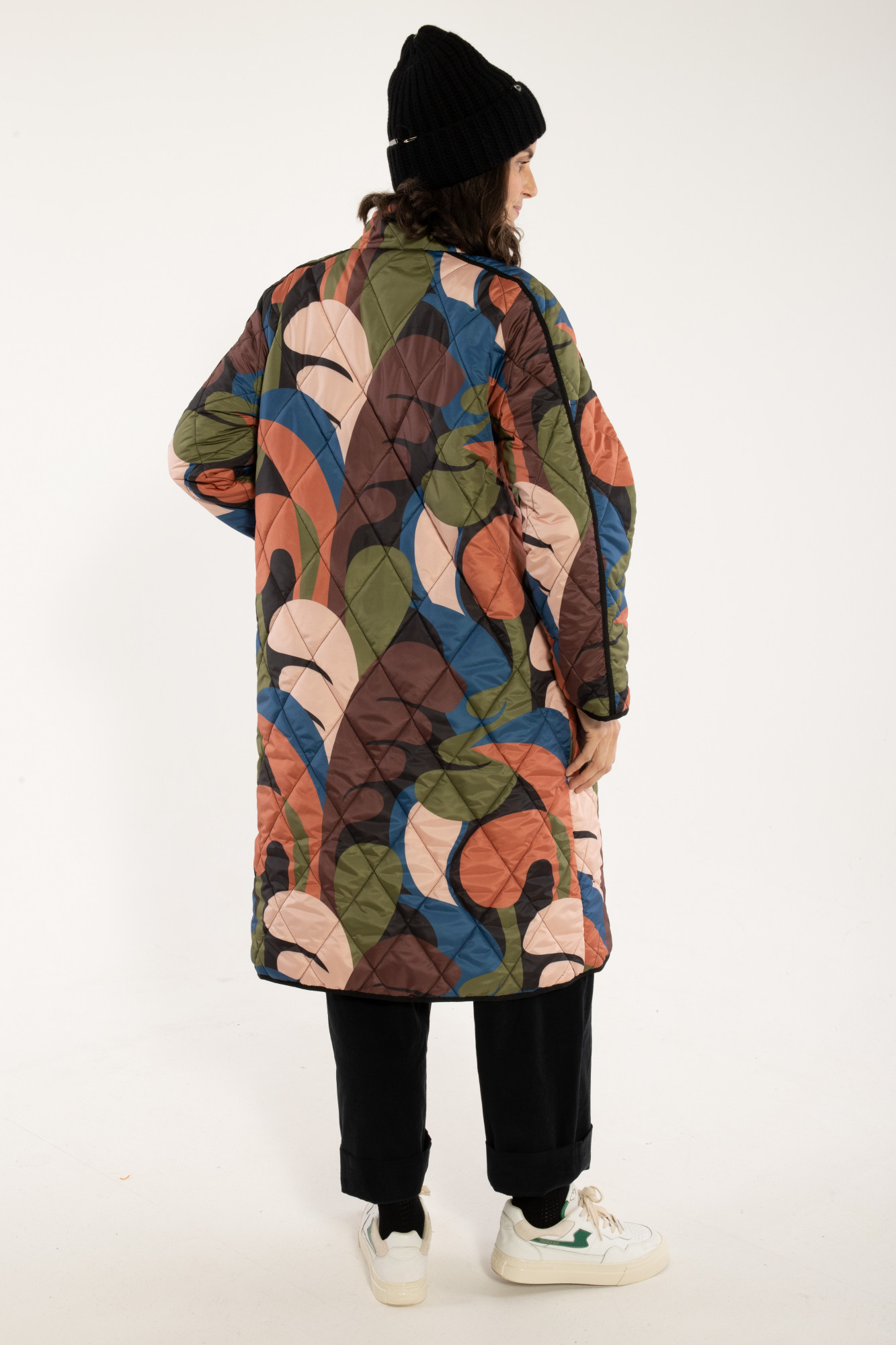 Danefae Übergangsjacke Danecherry Damen Oliv Grün Orange Steppjacke Patchwork Floral