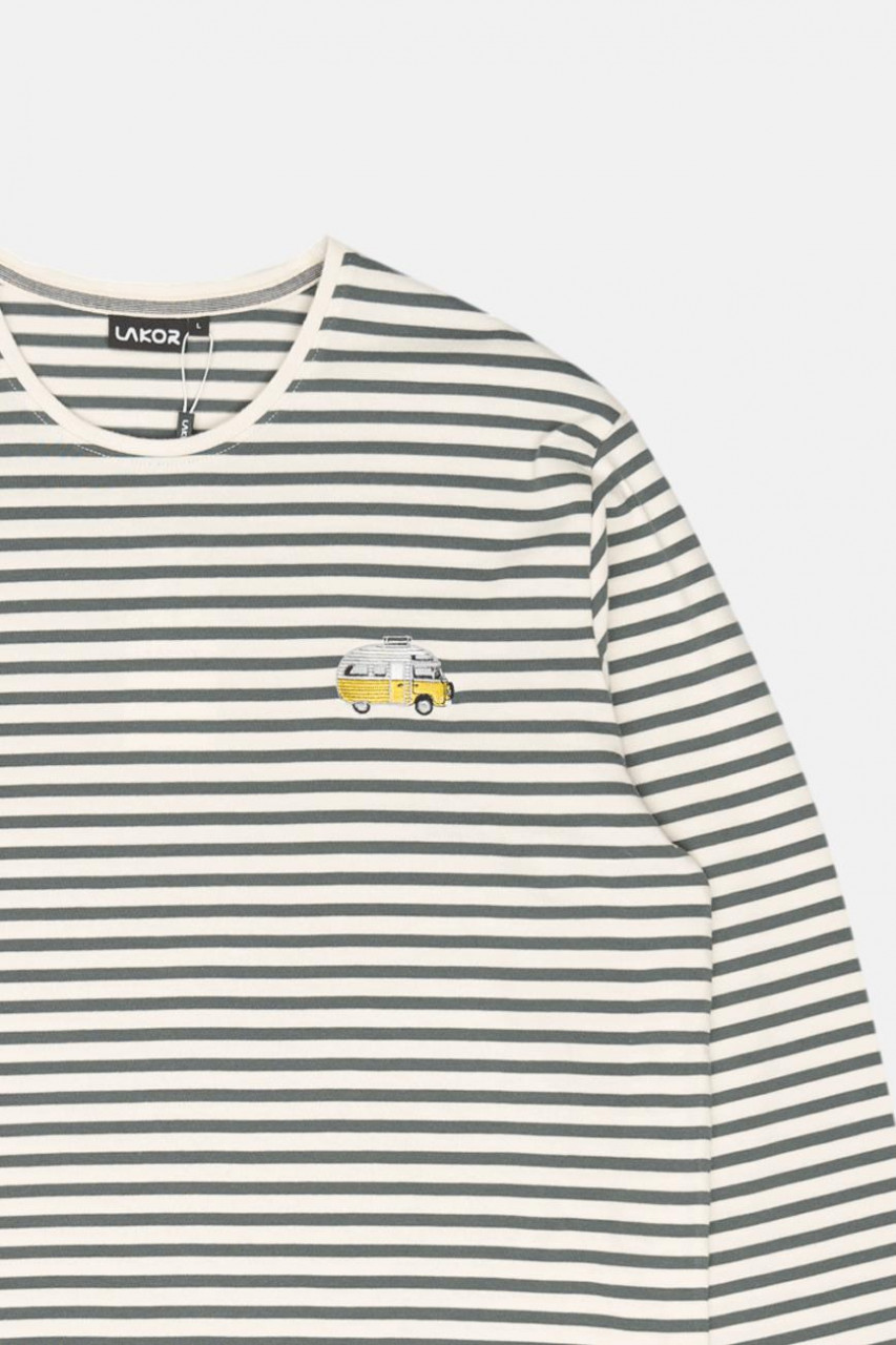 LAKOR Streifenshirt Mini Sun Camper Herren Grau Weiß Wohnmobil