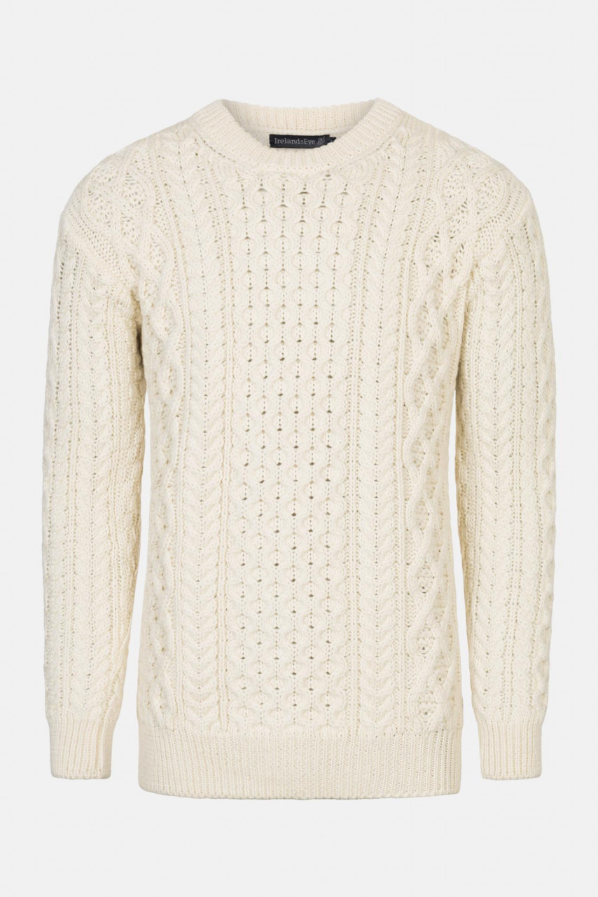 Aran Pullover Blasket Natural Weiß für Herren von IrelandsEye