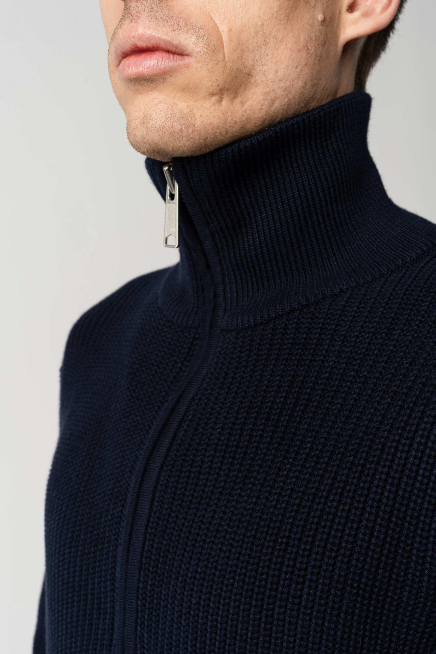MELA Rippstrick Troyer UDAI Pullover Navy Dunkelblau Baumwolle Nachhaltig