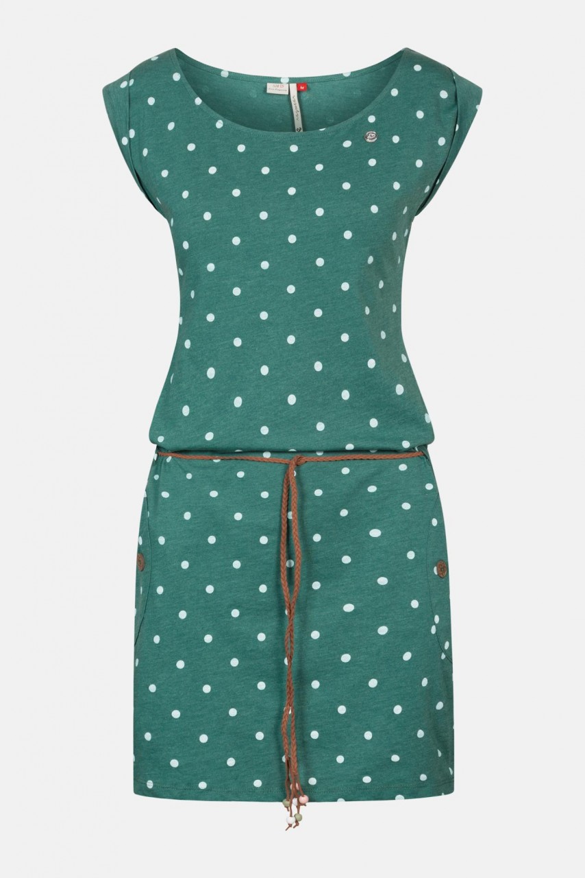 Ragwear Tag Dots Dark Green Damen Kleid Grün Punkte