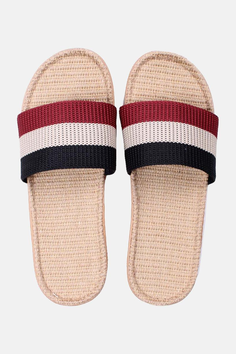 Danefae Sandalen Danelulu Damen Rot Schwarz Bast Badelatschen