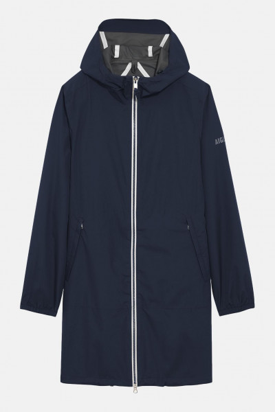 Aigle Regenjacke Dunkelblau Langer Parka Packbar Navy