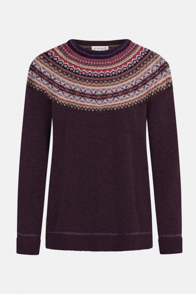 ERIBÉ Alpine Breeze Damen Bordeaux Rot Weiß Pullover Fairisle