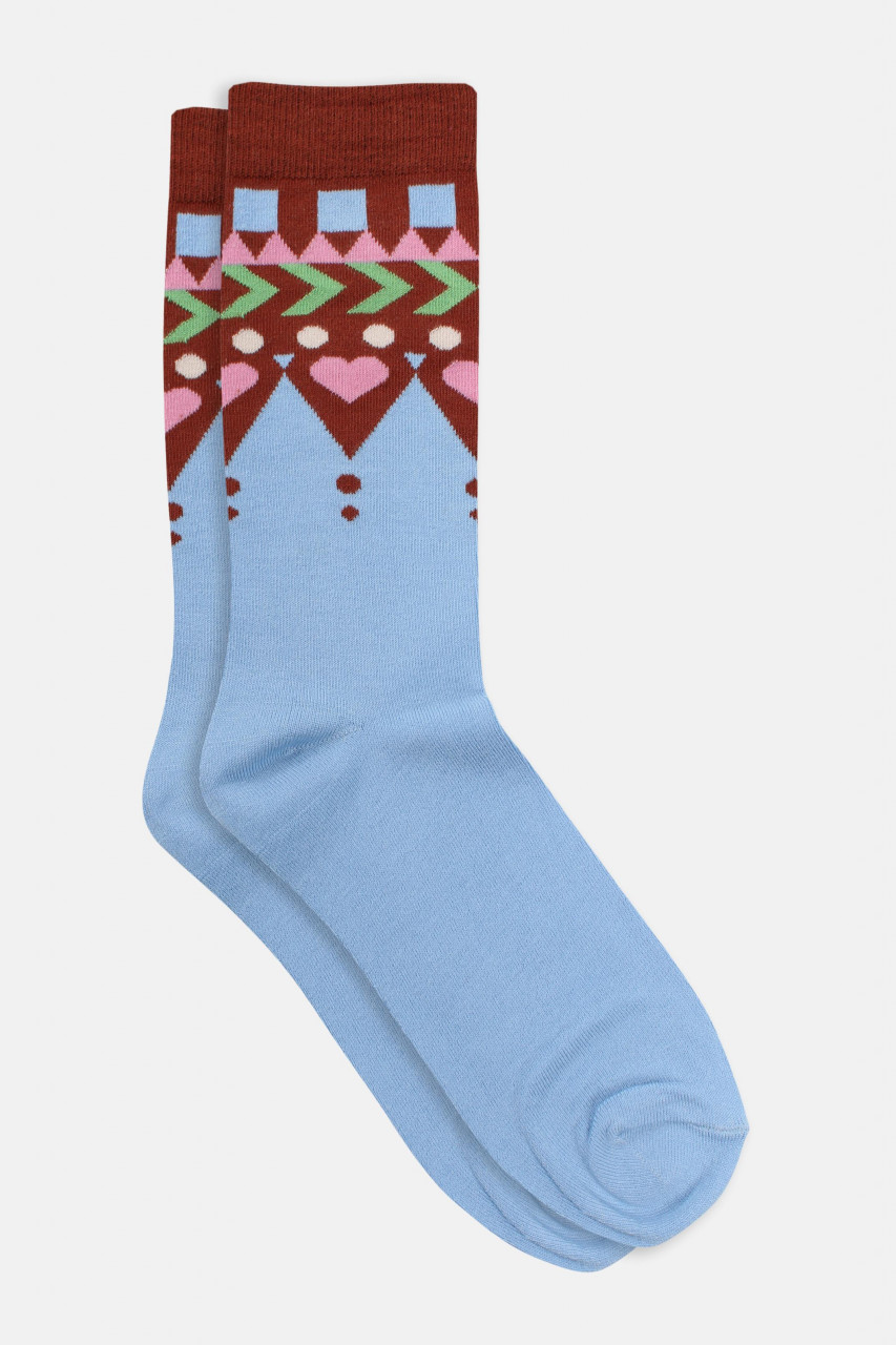 Danefae Socken Danewalk Damen Hellblau Fairisle Herzen