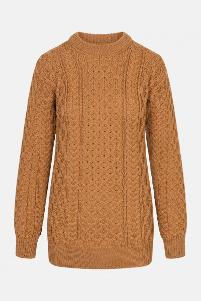 IrelandsEye Aran Blasket Orange Damen Pullover Golden Ochre