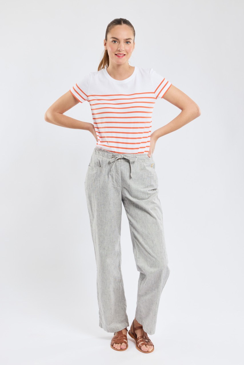 Armor Lux T-Shirt Etel Damen Weiß Orange Streifenshirt Heritage